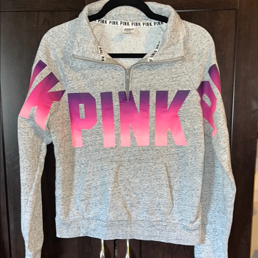 PINK Victoria's Secret Gray and Pink Cowl Neck Sweater
